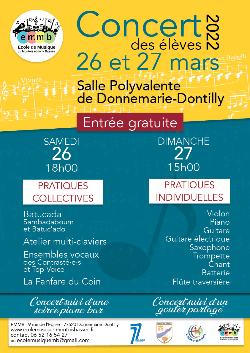 Concerts des élèves 2022 – 26 et 27 mars